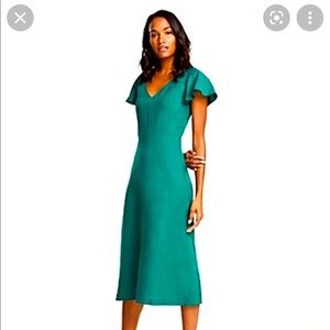 Ann Taylor Flutter Sleeve Linen Blend Dress